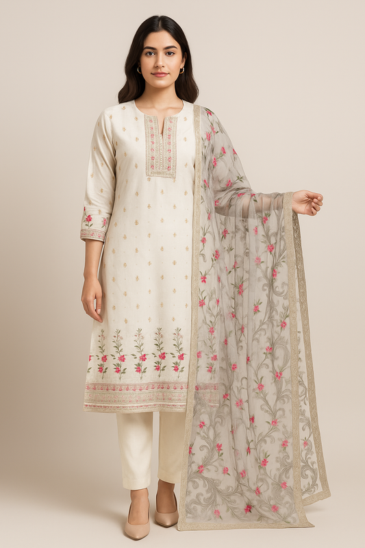 🤍 Soft White Three Pieces – Classic Elegance Edition